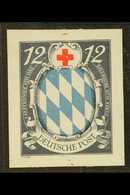 BIZONE 1948 RED CROSS ESSAY Bavaria 12+12pf Shield Design Imperforate Stamp Size Essay By P. Suess, Large Margins And Af - Altri & Non Classificati