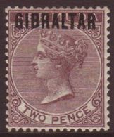 1886 2d Purple-brown Of Bermuda With GIBRALTAR Overprint, SG 3, Very Fine Mint. For More Images, Please Visit Http://www - Gibilterra