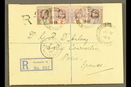 1907 Registered Cover To France Franked Ed VII ½d To 2½d Tied By Victoriaborg Ju 12 1907 Double Ring Cds Cancels With Ha - Costa De Oro (...-1957)