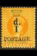 1886 1d On 4d Orange, Wmk Small Star, SG 39, Very Fine Mint. For More Images, Please Visit Http://www.sandafayre.com/ite - Grenada (...-1974)