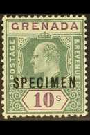 1902 10s Green And Purple Opt'd "SPECIMEN", SG 66s, Very Fine Mint. For More Images, Please Visit Http://www.sandafayre. - Granada (...-1974)