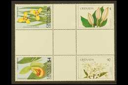 1984 90c (Spider Lily) And $4 (Giant Alocosa), Flowers, SG 1331/1332, These In A Cross Gutter Block In Combination With  - Granada (...-1974)