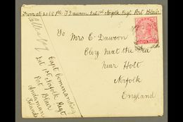 1893 ANDAMAN ISLANDS MILITARY MAIL. 1893 (Aug) Envelope (flap Partially Missing) To Norfolk, England, Bearing India 9p R - Other & Unclassified