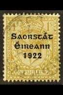 1922-23 SAORSTAT 1s Bistre-brown, Showing "ONF" (Hib. T58a), Very Fine Used.  For More Images, Please Visit Http://www.s - Altri & Non Classificati