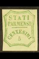 PARMA 1859 5c Blue Green, Provisional Govt, Variety "Short A", Sass 12b, Very Fine Mint, Large Part Og. Some Offsett On  - Ohne Zuordnung