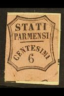 PARMA NEWSPAPER STAMPS - 1853 6c Deep Rose, Sass 1, Superb Used With Clear Margins All Round And Good Colour, Tied On Sm - Sin Clasificación
