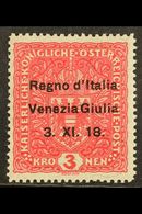 VENEZIA GIULIA 1918 3k Rose Carmine Overprinted, Sass 16, Very Fine Mint. Signed Diena. Cat €800 (£580) For More Images, - Unclassified