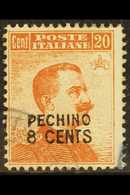 OFFICES IN CHINA - PEKING 1917 8c On 20c Orange With Local Surcharge, Sassone 5, Fine Used, Signed Enzo Diena. Rare Stam - Andere & Zonder Classificatie