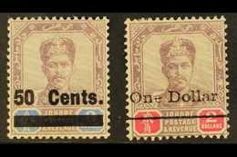 JOHORE 1903 50c And $1 Surcharge Pair, SG 56/7, Fine Mint. (2 Stamps) For More Images, Please Visit Http://www.sandafayr - Autres & Non Classés