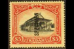 KEDAH 1921 $5 Black And Deep Carmine Top Value, Opt'd "SPECIMEN", SG 40s, Very Fine Mint. For More Images, Please Visit  - Other & Unclassified