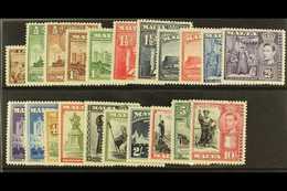 1938-43 Complete Set, SG 217/231, Fine Never Hinged Mint. (21 Stamps) For More Images, Please Visit Http://www.sandafayr - Malta (...-1964)