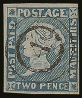 1848-59 2d Blue Intermediate Impression, SG 14, Very Fine Used With 3 Good Margins (4th Just Brushing At Upper Right), F - Mauricio (...-1967)