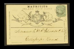 1906 (22 Oct) Formular Card With QV 2c Green Adhesive Tied By Curepipe Road Cds; Alongside "envelope" Carrier Cachet And - Maurice (...-1967)