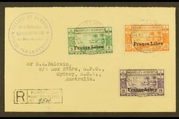 FRENCH 1941 (10 June) Registered Censored Cover To Australia Bearing 1941 5c, 10c & 15c "France Libre" Overprints (SG F5 - Sonstige & Ohne Zuordnung