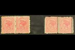 1891-97 1D SIDEFACE VARIETIES. 1891 1d Perf 10 Pair Incl "Chisel" Flaw Unused SG 218+218n; 1895-97 1d Perf 11x10 Pair Bo - Other & Unclassified