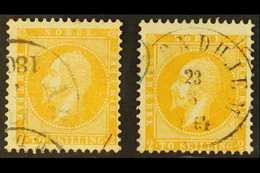 1856-7 2sk Orange-yellow & Dark Orange Shades, Facit 2a, 2c, Mi 2, Fine Used (2 Stamps). For More Images, Please Visit H - Autres & Non Classés