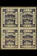 1920-1 1p Deep Indigo, 10mm Arabic Inscription, Perf.15x14, SG 35, Fine Mint Block Of 4, Small Gum Thin On One Stamp. Ra - Palestine
