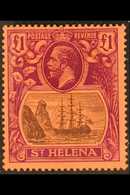 1922-37 £1 Grey And Purple / Red Badge Of St Helena, SG 96, Mint Lightly Hinged. For More Images, Please Visit Http://ww - St. Helena