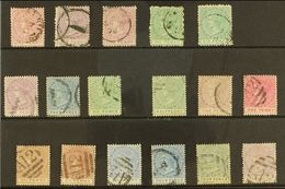 1870-90 USED SELECTION Presented On A Stock Card. Includes 1870-82 Wmk CC (perf 12½) 1d Dull Rose, 1d Magenta (two Shade - St.Christopher-Nevis-Anguilla (...-1980)