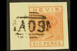 1888 6d Chestnut, SG 33, On A Piece Tied By Neat Upright AO9 Cancel. For More Images, Please Visit Http://www.sandafayre - St.Cristopher-Nevis & Anguilla (...-1980)