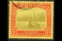 1923 5s Black And Red On Pale Yellow Tercentenary, SG 59, Fine Cds Used.  For More Images, Please Visit Http://www.sanda - St.Kitts-et-Nevis ( 1983-...)