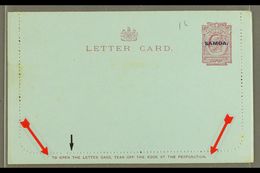 1914 LETTER CARD 1d Dull Claret On Blue, Inscription 90mm, H&G 1, Unused, Broken "T" In "...OPEN THE..." Some Very Light - Samoa (Staat)