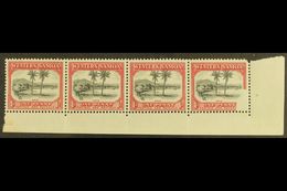 1935 Definitive 1d Black And Carmine, SG 181, Fine Mint Corner Marginal Strip Of Four, The Corner Stamp (never Hinged, S - Samoa