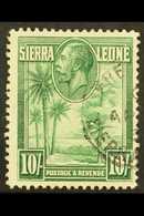 1932 KGV "Palms And Cola Tree" 10s Green, SG 166, Fine Cds Used. For More Images, Please Visit Http://www.sandafayre.com - Sierra Leone (...-1960)