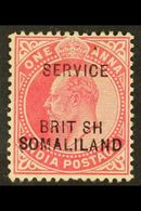 OFFICIAL 1903 1a Carmine With "BRIT  SH" ERROR, SG O7a, Very Fine Mint. For More Images, Please Visit Http://www.sandafa - Somalilandia (Protectorado ...-1959)
