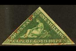 CAPE OF GOOD HOPE 1855-63 1s Deep Dark Green Triangular, SG 8b, Attractive With Three Clear To Large Margins, Black Tria - Non Classificati