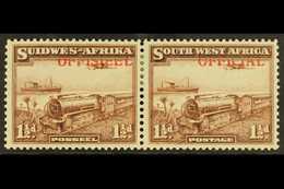 OFFICIALS 1945-50 1½d Ovpt Shifted Top Right SG O20 (SACC 20b), Very Fine Mint Pair. For More Images, Please Visit Http: - África Del Sudoeste (1923-1990)