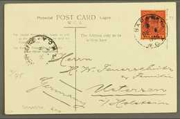 1906 Ppc To Germany Of A Wealthy Local Being Born In A Litter, Franked Ed VII Lagos 1d Cancelled Neat Badogry WCA Cds. F - Nigeria (...-1960)