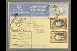 ACTIVE SERVICE LETTER CARD 1942 3d Ultramarine On Buff Without Overlay, Uprated With 1½d Pair Of Rhodes Cent. Stamps To  - Southern Rhodesia (...-1964)