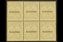 1889-90 ½d Grey, Perf 12½ Overprinted SG 4, Block Of Six (3 X 2), Fine And Fresh Never Hinged Mint For More Images, Plea - Swaziland (...-1967)