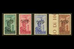 ZONE A 1948 Airmail Set With "A.M.G. F.T.T." Ovpts, Sassone S.42, Never Hinged Mint, 100L To 500L Values Signed Müller-B - Other & Unclassified