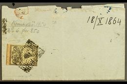 1864 (18 October) Entire Letter Bearing (on Reverse) 1pi Black/grey On Thick Paper (2nd Printing) Tied By Neat Battal Ca - Other & Unclassified