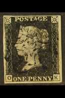 1840 1D BLACK "OK" Plate 5, Fine With Four Good Margins And Neat Upright Black Maltese Cross.  For More Images, Please V - Sin Clasificación