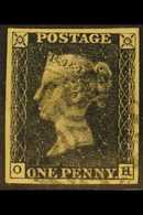 1840 1d Black, "O H" Plate 8, SG 2, Very Fine Used With Light & Clear MX In Black, Four, Large, Even Margins. For More I - Non Classés