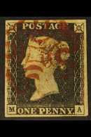 1840 1d Black 'MA' Plate 2, SG 2, Used With 4 Margins With Red MC Cancellation. For More Images, Please Visit Http://www - Zonder Classificatie