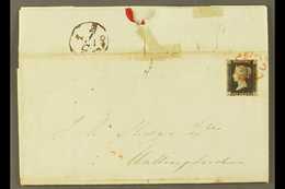 1840 (May 19th) Entire Letter To Wallingford Bearing 1d Black, Plate 2, Check Letters "L - E" With 4 Large Margins Nicel - Other & Unclassified