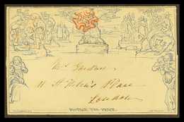 1840 MULREADY LETTER SHEET. (Aug 19th) 2d Blue Mulready Letter Sheet, Printed In Blue, Addressed To London, Used, Bearin - Other & Unclassified