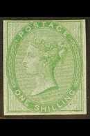 IMPRIMATUR 1856 1s Green Imprimatur On Blue Glazed Paper, Wmk Emblems, Spec J100, As SG 72, Mint With Large Margins On T - Sonstige & Ohne Zuordnung