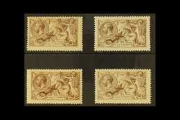 1918-19 2s6d Bradbury Seahorses - The Four Listed Shades, Olive- Brown, Chocolate- Brown, Reddish Brown & Pale Brown, SG - Unclassified