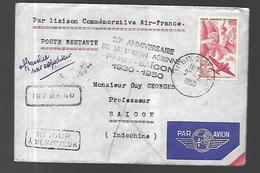 20 ème Anniversaire De La Liaison   Paris - Saïgon 1930 - 1950  Lettre Du    27 02 1950 - 1927-1959 Lettres & Documents