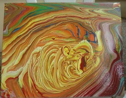 Tableau Acrylique Moderne Réalisé En Technique Pouring. Forme Spirale - Acrilicos