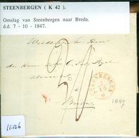 BRIEFOMSLAG Uit 1847 Gelopen Van STEENBERGEN Naar BREDA * STEMPELS ZONDER JAARTAL  (11.126) - ...-1852 Precursori