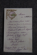 Menu En Papier Glacé D'un Repas De Baptême  Pris Le 8 Octobre 1899 - Menükarten