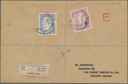 08005 Aden: 1937 Registered Cover From Aden-Camp To Toronto, CANADA Franked By Dhows 3½a. And 8a. Tied By - Yémen