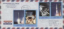 08020 Adschman / Ajman: 1970, Apollo/Gemini, Complete Set Perf./imperf. (se-tenant Blocks) On Six Airmail - Adschman