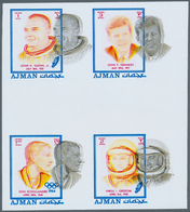 08022 Adschman / Ajman: 1971, CELEBRITIES - 6 Items; Collective Single Die Proofs For The Set In Crossed G - Adschman